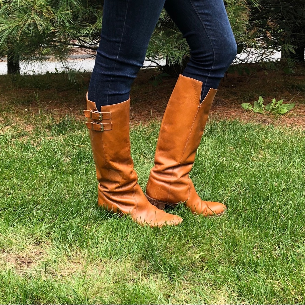 J.Crew camel-colored tall leather boots
